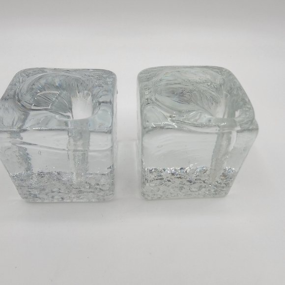 VINTAGE Swedish square cube art glass Solifluer bud vases - Picture 3 of 6